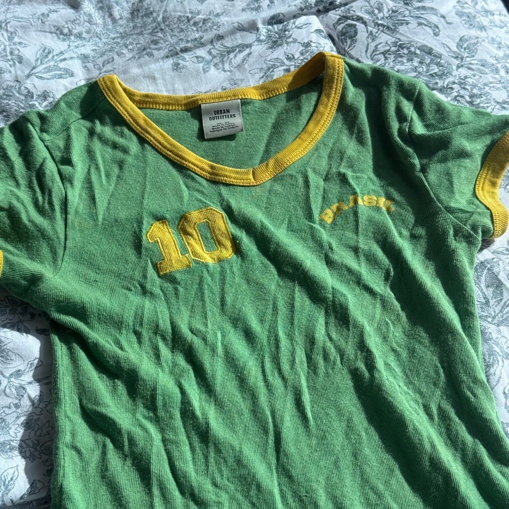 Urban Outfitters Green Tee with Yellow Trim